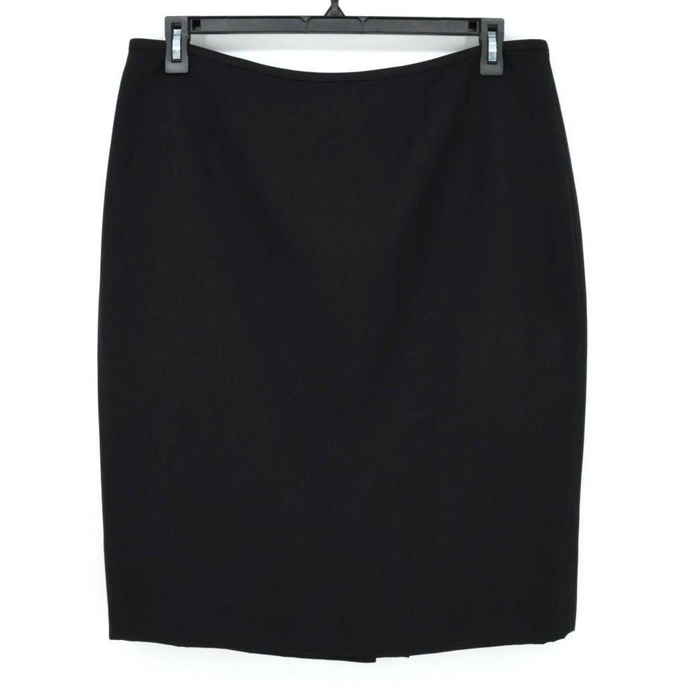 Le Suit Skirt Womens 14 Black Crepe Pencil Straight Lined Back Zip Career Preppy